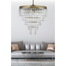 Avizemoda Linsa 45 Cm Lik Kristal Cam Taşlı Lüks Avize (ESKİTME BOYALI)