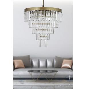 Avizemoda Linsa 45 Cm Lik Kristal Cam Taşlı Lüks Avize (ESKİTME BOYALI)