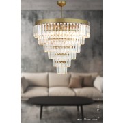 Avizemoda Linsa 55 cm'lik Kristal Cam Taşlı Lüks Avize - (eskitme Renk)