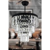 Avizemoda Linsa 35 Cm'lik Kristal Cam Taşlı Lüks Avize - (MAT SİYAH)