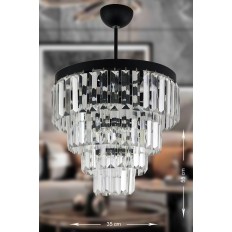 Avizemoda Linsa 35 Cm'lik Kristal Cam Taşlı Lüks Avize - (MAT SİYAH)