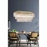 Avizemoda Linsa 70x30 Cm Kristal Cam Taşlı Yemek Masası Üstü Lüks Avize (ESKİTME RENK)