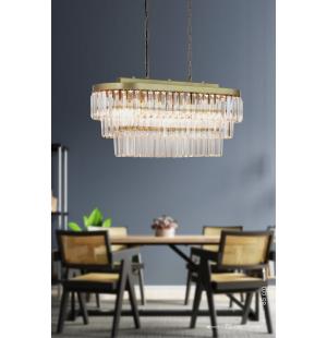 Avizemoda Linsa 70x30 Cm Kristal Cam Taşlı Yemek Masası Üstü Lüks Avize (ESKİTME RENK)