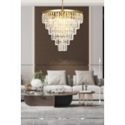 Avizemoda Linsa 55 Cm'lik Kristal Cam Taşlı Lüks Avize - (sarı Yaldız)