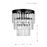 Avizemoda Linsa Kristal Cam Taşlı Lüks Aplik - (siyah Renk)