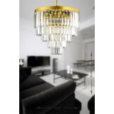 Avizemoda Linsa 45 Cm'lik Kristal Cam Taşlı Lüks Avize - (SARI YALDIZ)