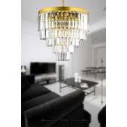 Avizemoda Linsa 45 Cm'lik Kristal Cam Taşlı Lüks Avize - (SARI YALDIZ)