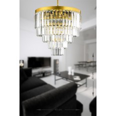 Avizemoda Linsa 45 Cm'lik Kristal Cam Taşlı Lüks Avize - (SARI YALDIZ)