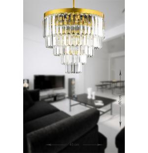 Avizemoda Linsa 45 Cm'lik Kristal Cam Taşlı Lüks Avize - (SARI YALDIZ)