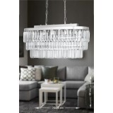 Avizemoda Linsa 70x30 Cm'lik Kristal Cam Taşlı Yemek Masası Üstü Lüks Avize - (gümüş Yaldız)