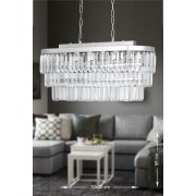 Avizemoda Linsa 70x30 Cm'lik Kristal Cam Taşlı Yemek Masası Üstü Lüks Avize - (gümüş Yaldız)