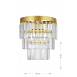 Avizemoda Linsa Kristal Cam Taşlı Lüks Aplik - (sarı Yaldız)