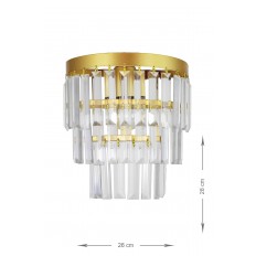 Avizemoda Linsa Kristal Cam Taşlı Lüks Aplik - (sarı Yaldız)