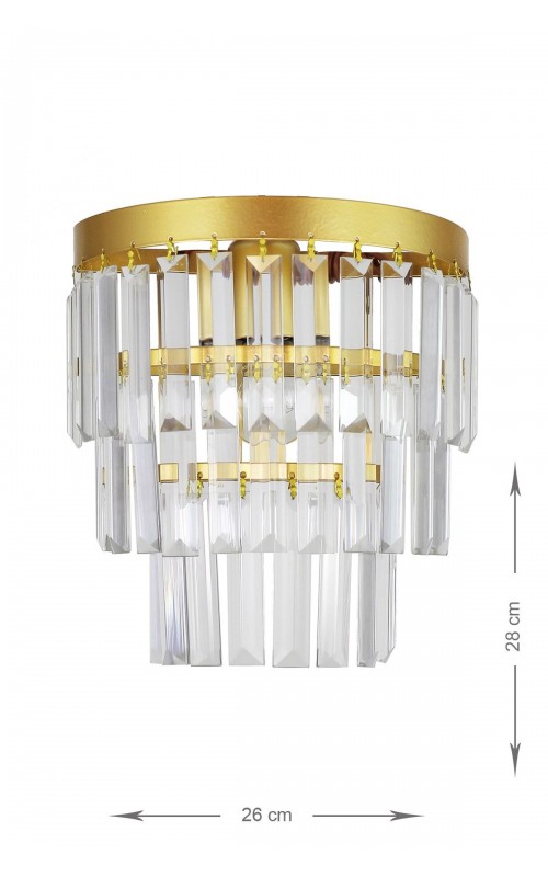 Avizemoda Linsa Kristal Cam Taşlı Lüks Aplik - (sarı Yaldız)