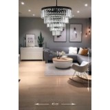 Avizemoda Linsa 45 Cm'lik Kristal Cam Taşlı Lüks Avize - (mat Siyah)