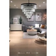 Avizemoda Linsa 45 Cm'lik Kristal Cam Taşlı Lüks Avize - (mat Siyah)