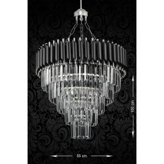 Avizemoda Palmira 55 Cm'lik Kristal Taşlı Lüks Avize 5'li - (siyah-krom)