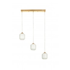 Avizemoda Siena 3 lü Yemek Masası Üstü Beyaz Camlı Modern Sarkıt Avize - (Gold Kaplama)