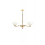 Avizemoda Vanna 3 lü Beyaz Camlı Salon Oturma Odası Modern Sarkıt Avize - (Gold Kaplama)