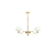 Avizemoda Vanna 3 lü Beyaz Camlı Salon Oturma Odası Modern Sarkıt Avize - (Gold Kaplama)