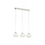 Avizemoda Vanna 3 lü Yemek Masası Üstü Beyaz Camlı Modern Sarkıt Avize - (Krom Kaplama)