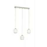 Avizemoda Siena 3 lü Yemek Masası Üstü Beyaz Camlı Modern Sarkıt Avize - (Krom Kaplama)