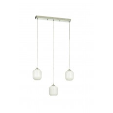 Avizemoda Siena 3 lü Yemek Masası Üstü Beyaz Camlı Modern Sarkıt Avize - (Krom Kaplama)