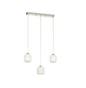 Avizemoda Siena 3 lü Yemek Masası Üstü Beyaz Camlı Modern Sarkıt Avize - (Krom Kaplama)