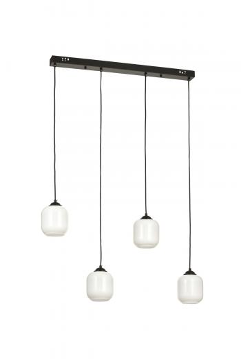 Avizemoda Siena 4 lü Yemek Masası Üstü Beyaz Camlı Modern Sarkıt Avize - (Siyah)