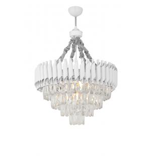 Avizemoda Palmira 55'lik Prizma Kesim Kristal Taşlı Lüks Salon Avize - (Beyaz Krom)