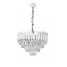 Avizemoda Palmira 45 lik Prizma Kesim Kristal Taşlı Lüks Salon Avize - (Beyaz Krom)