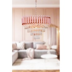 Avizemoda Palmira 50 cm'lik Kristal Taşlı Salon Oturma Odası Lüks Avize - (Rose Gold)