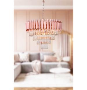 Avizemoda Palmira 50 cm'lik Kristal Taşlı Salon Oturma Odası Lüks Avize - (Rose Gold)
