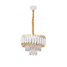Avizemoda Palmira 35 lik Prizma Kesim Kristal Taşlı Lüks Salon Avize - (Beyaz Gold)