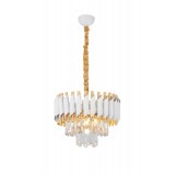 Avizemoda Palmira 35 lik Prizma Kesim Kristal Taşlı Lüks Salon Avize - (Beyaz Gold)