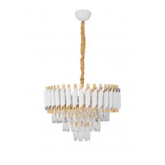 Avizemoda Palmira 45 lik Prizma Kesim Kristal Taşlı Lüks Salon Avize - (Beyaz Gold)