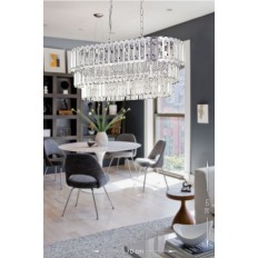 Avizemoda Lora Kristal Cam Taşlı Lüks Yemek Masas Üstü Avize - (GÜMÜŞ YALDIZ)