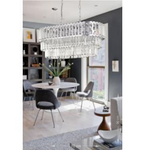 Avizemoda Lora Kristal Cam Taşlı Lüks Yemek Masas Üstü Avize - (GÜMÜŞ YALDIZ)