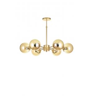 Avizemoda Miya 6 lı Bal Camlı Salon Oturma Odası Modern Sarkıt Avize - (Gold Kaplama)