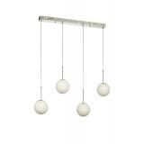 Avizemoda Miya 4 lü Yemek Masası Üstü Beyaz Camlı Modern Sarkıt Avize - (Krom Kaplama)