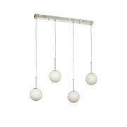 Avizemoda Miya 4 lü Yemek Masası Üstü Beyaz Camlı Modern Sarkıt Avize - (Krom Kaplama)