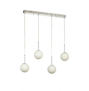 Avizemoda Miya 4 lü Yemek Masası Üstü Beyaz Camlı Modern Sarkıt Avize - (Krom Kaplama)