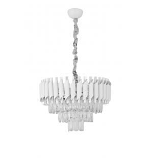 Avizemoda Palmira 45 lik Prizma Kesim Kristal Taşlı Lüks Salon Avize - (Beyaz Krom)