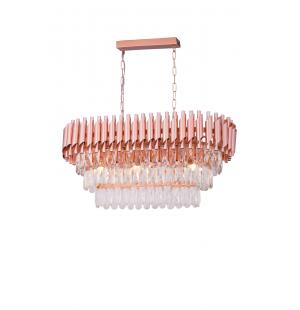 Avizemoda Palmira 75x35 Cm'lik 3 Katlı Prizma Kesim Kristal Taşlı Lüks Avize 6'lı - (Rose Gold)