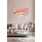 Avizemoda Palmira 40 cm'lik Kristal Taşlı Salon Oturma Odası Lüks Avize - (Rose Gold)