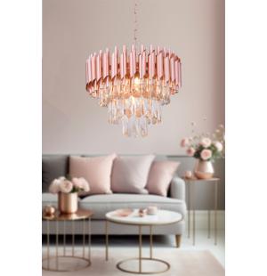 Avizemoda Palmira 40 cm'lik Kristal Taşlı Salon Oturma Odası Lüks Avize - (Rose Gold)