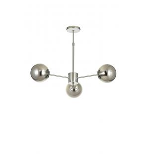 Avizemoda Miya 3 lü Füme Camlı Salon Oturma Odası Modern Sarkıt Avize - (Krom Kaplama)