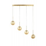 Avizemoda Miya 4 lü Yemek Masası Üstü Bal Camlı Modern Sarkıt Avize - (Gold Kaplama)