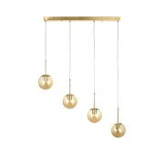 Avizemoda Miya 4 lü Yemek Masası Üstü Bal Camlı Modern Sarkıt Avize - (Gold Kaplama)