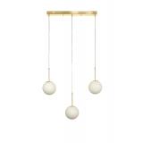 Avizemoda Miya 3 lü Yemek Masası Üstü Beyaz Camlı Modern Sarkıt Avize - (Gold Kaplama)